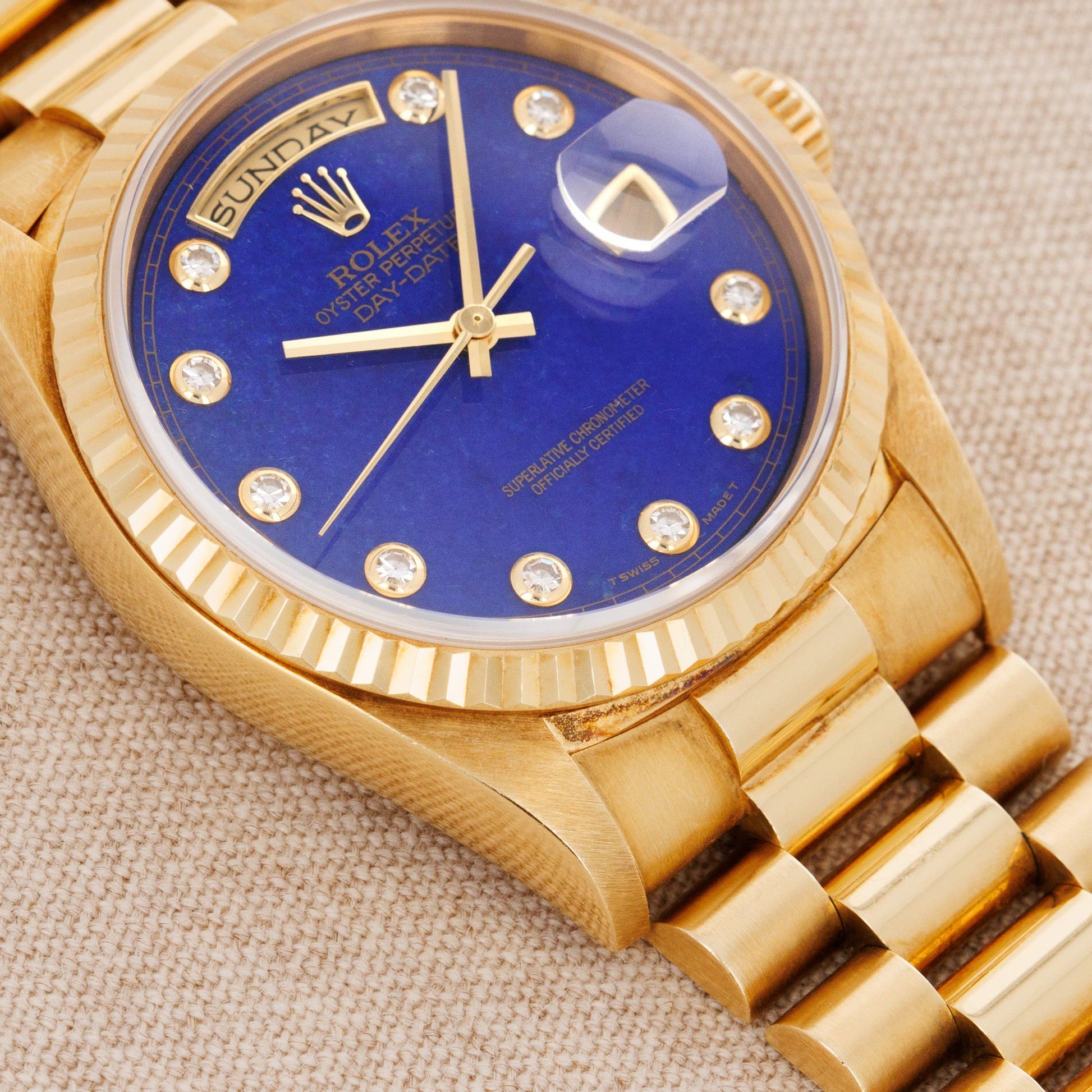 Rolex Yellow Gold Day-Date Lapis Pinball Watch Ref. 18238