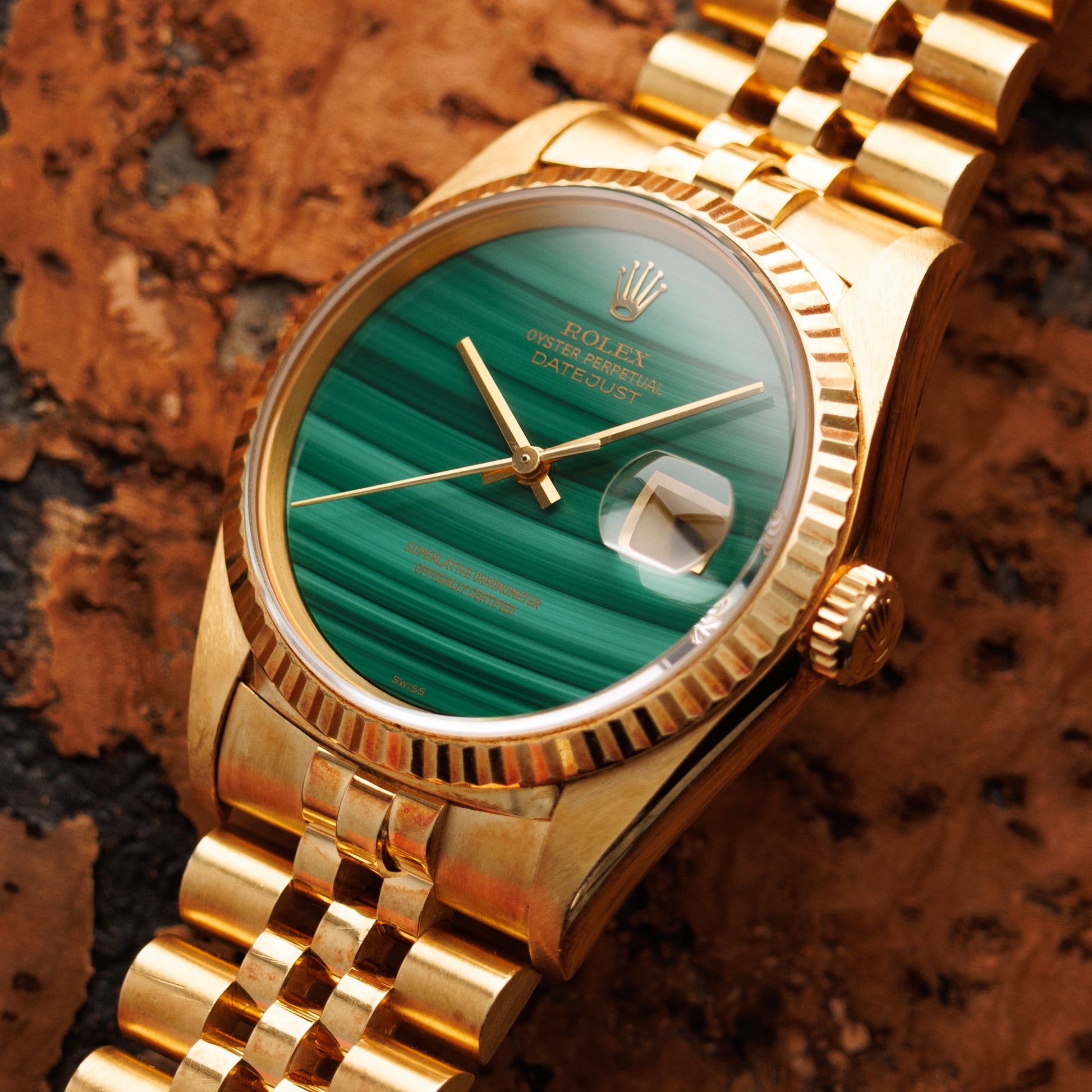 Rolex Yellow Gold Datejust Ref. 16238 with Malachite Dial