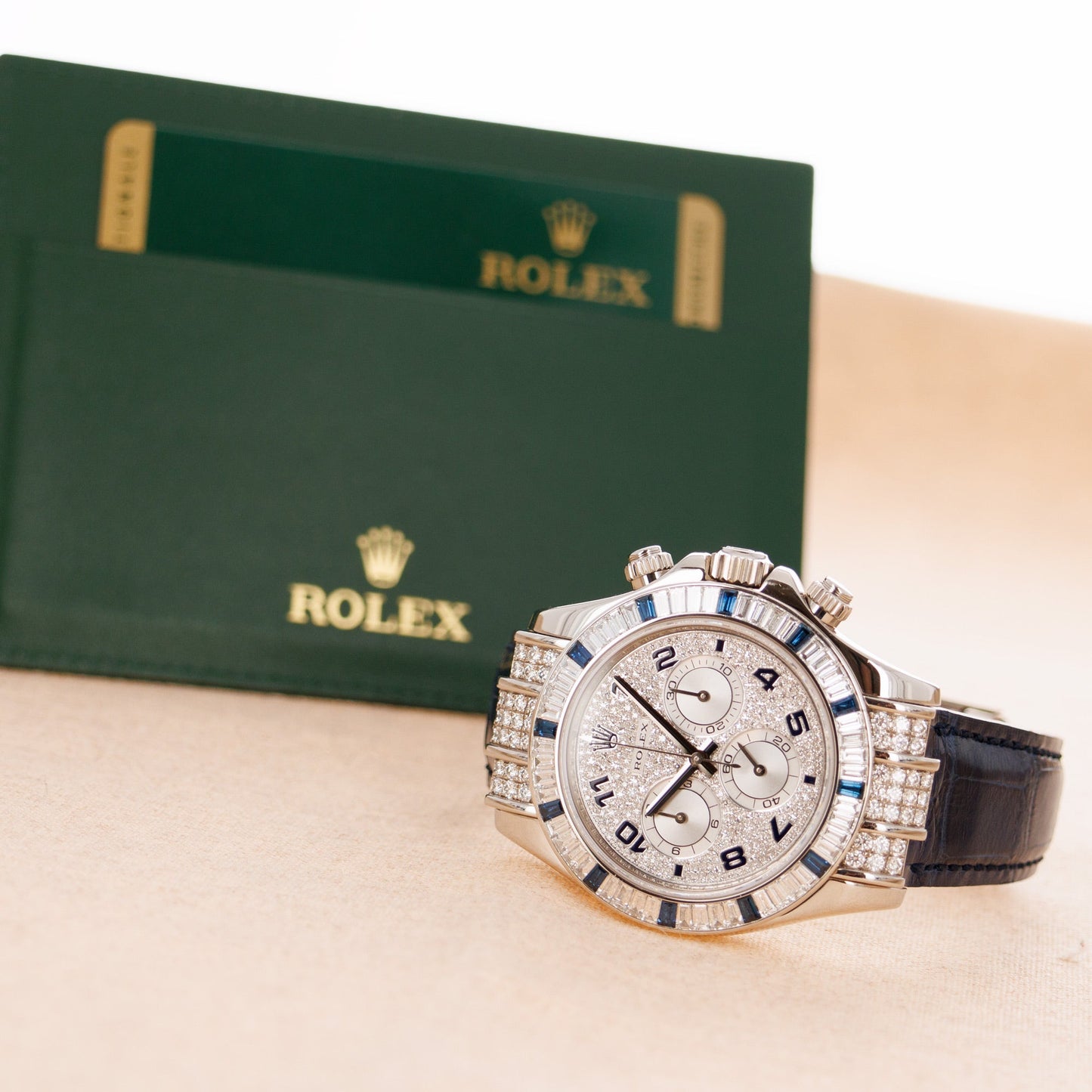 Rolex White Gold Daytona Ref. 116599 with Diamonds and Sapphires