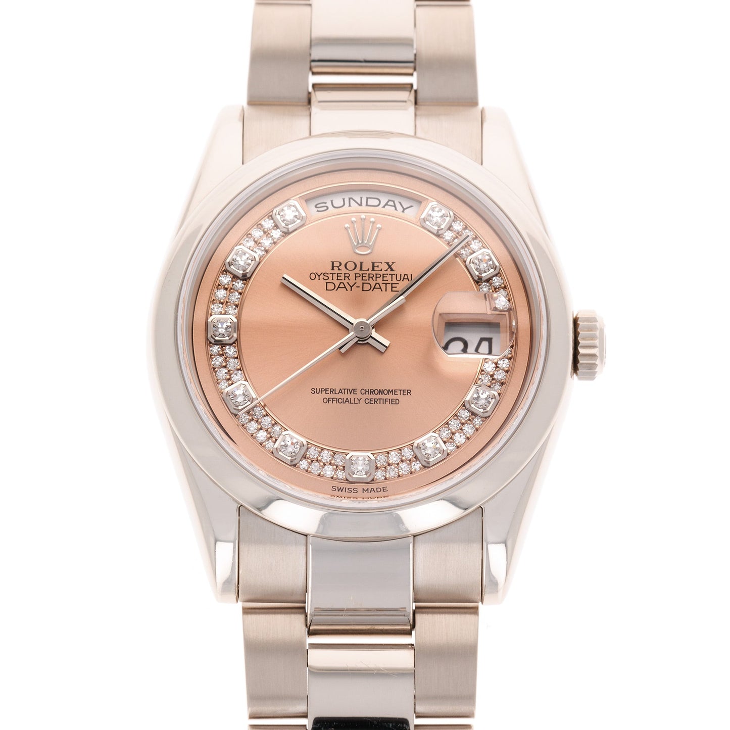 Rolex White Gold Salmon Dial Day-Date Ref. 118209