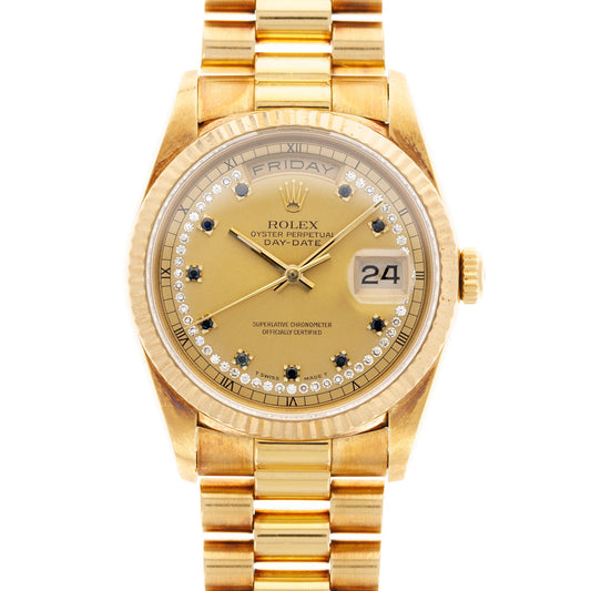 Rolex Yellow Gold Day Date Ref. 18238 with Sapphire String Dial