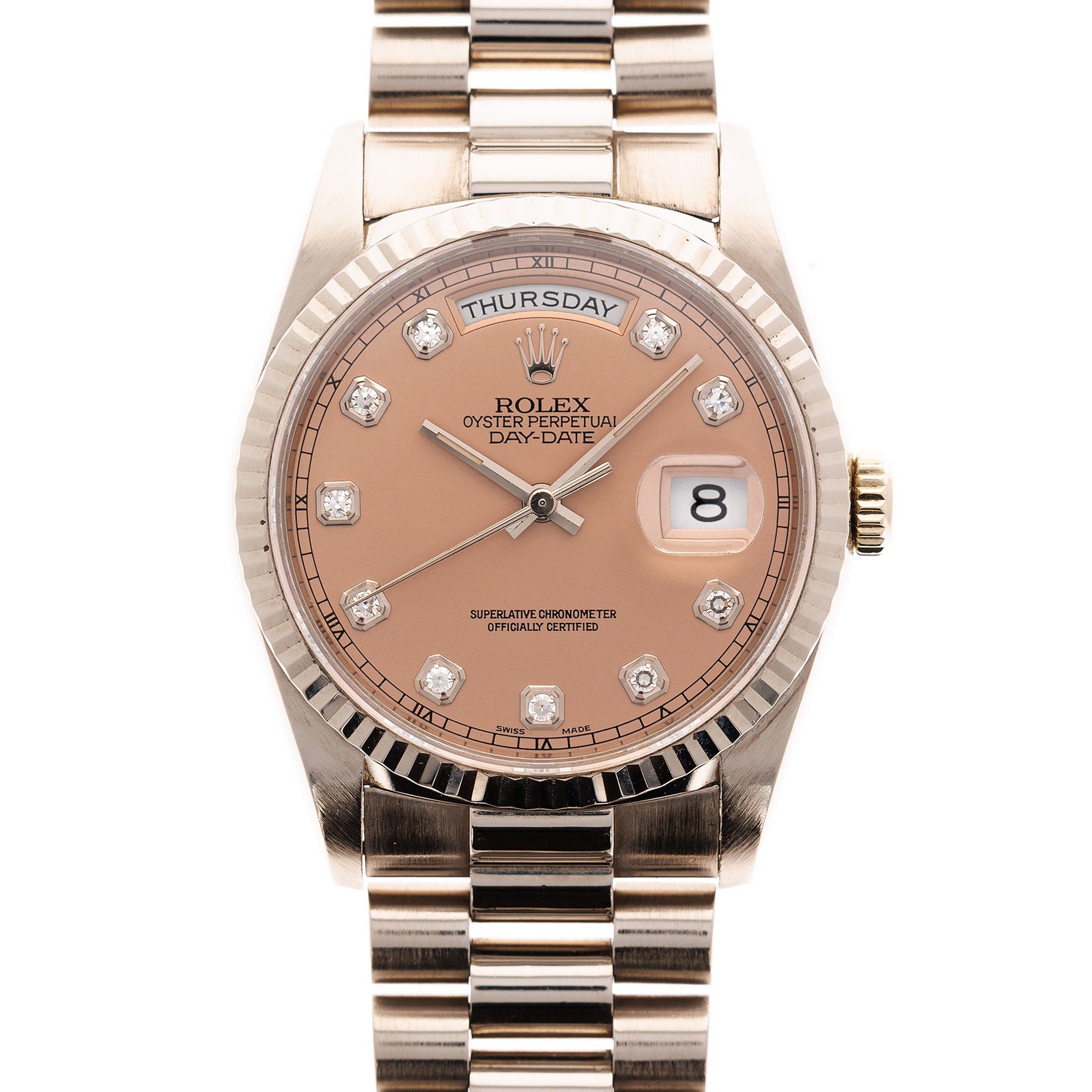 Rolex White Gold Day Date Ref. 18239 with Salmon Dial