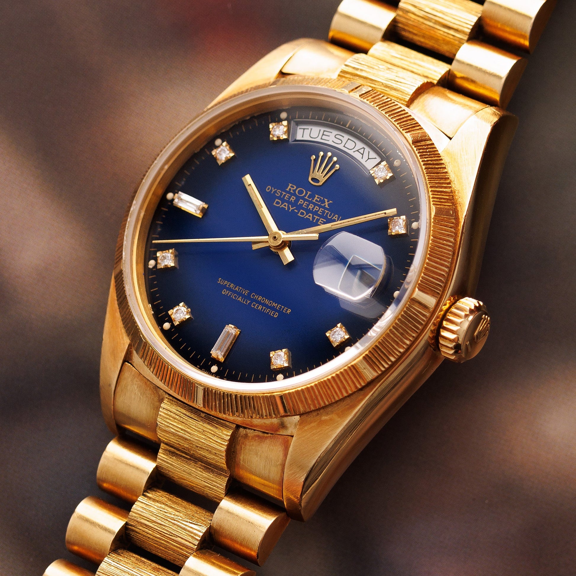 Rolex Yellow Gold Day-Date Ref. 18078 with Blue Vignette Dial