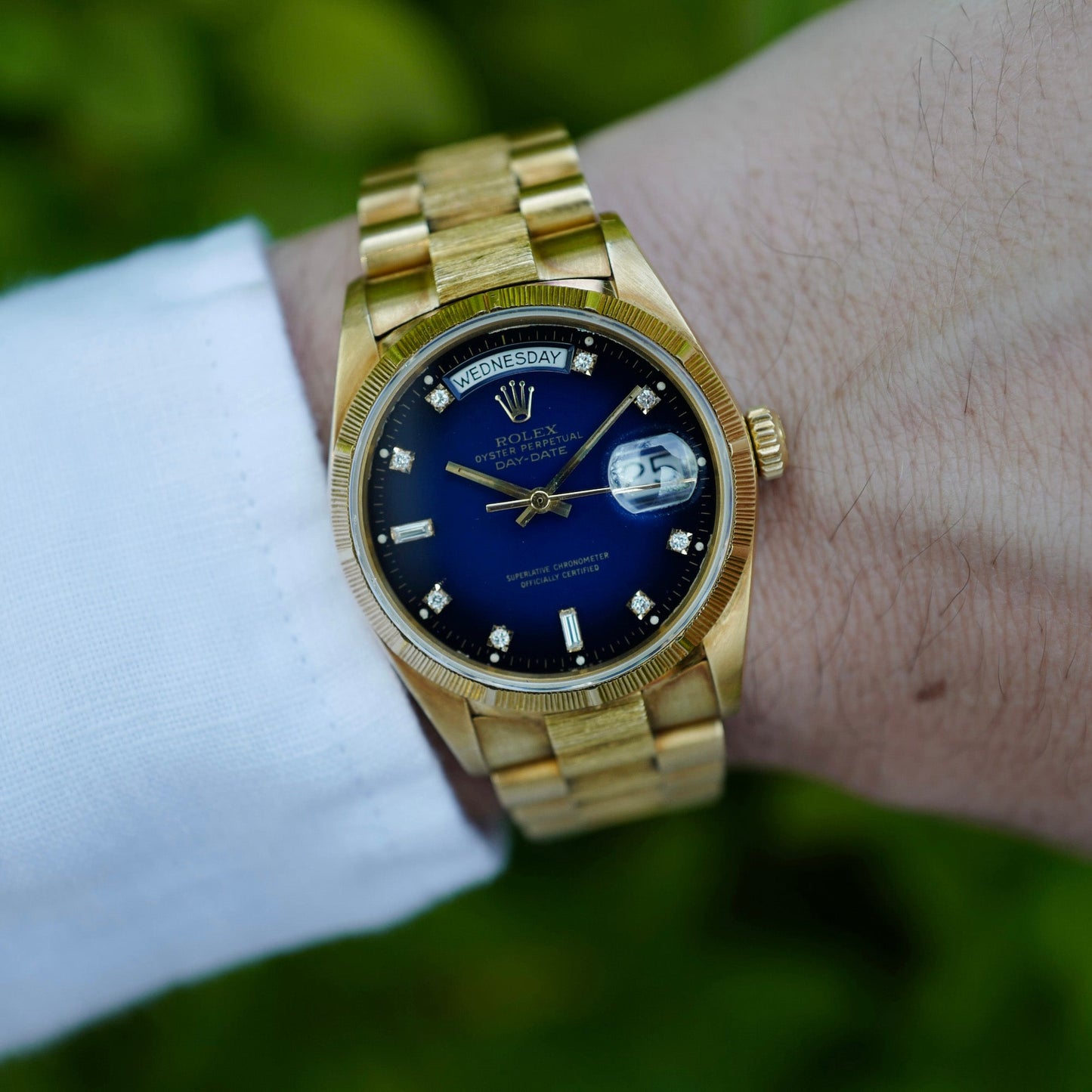 Rolex Yellow Gold Day-Date Ref. 18078 with Blue Vignette Dial