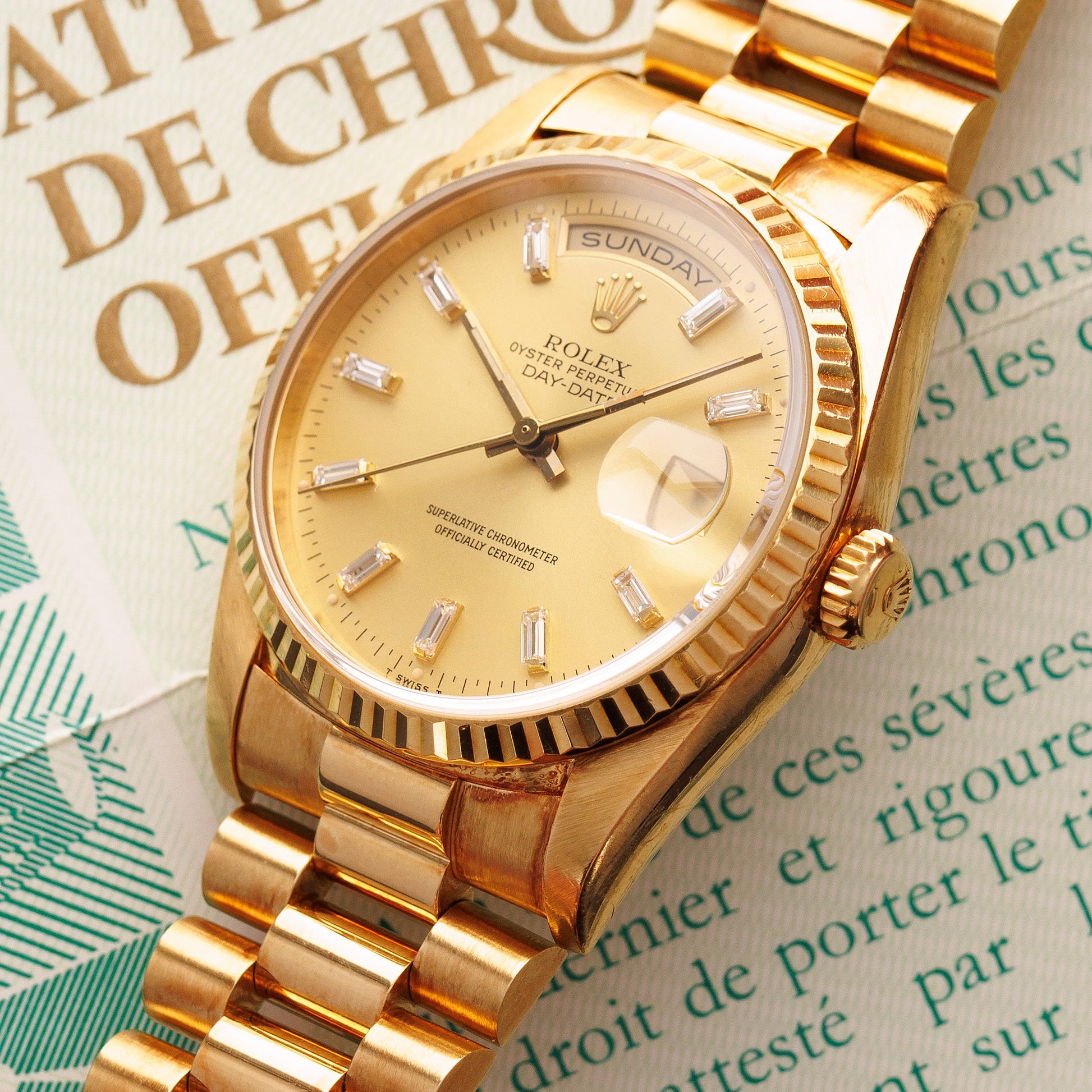 Rolex Yellow Gold Day-Date 18238 with Baguette Dial