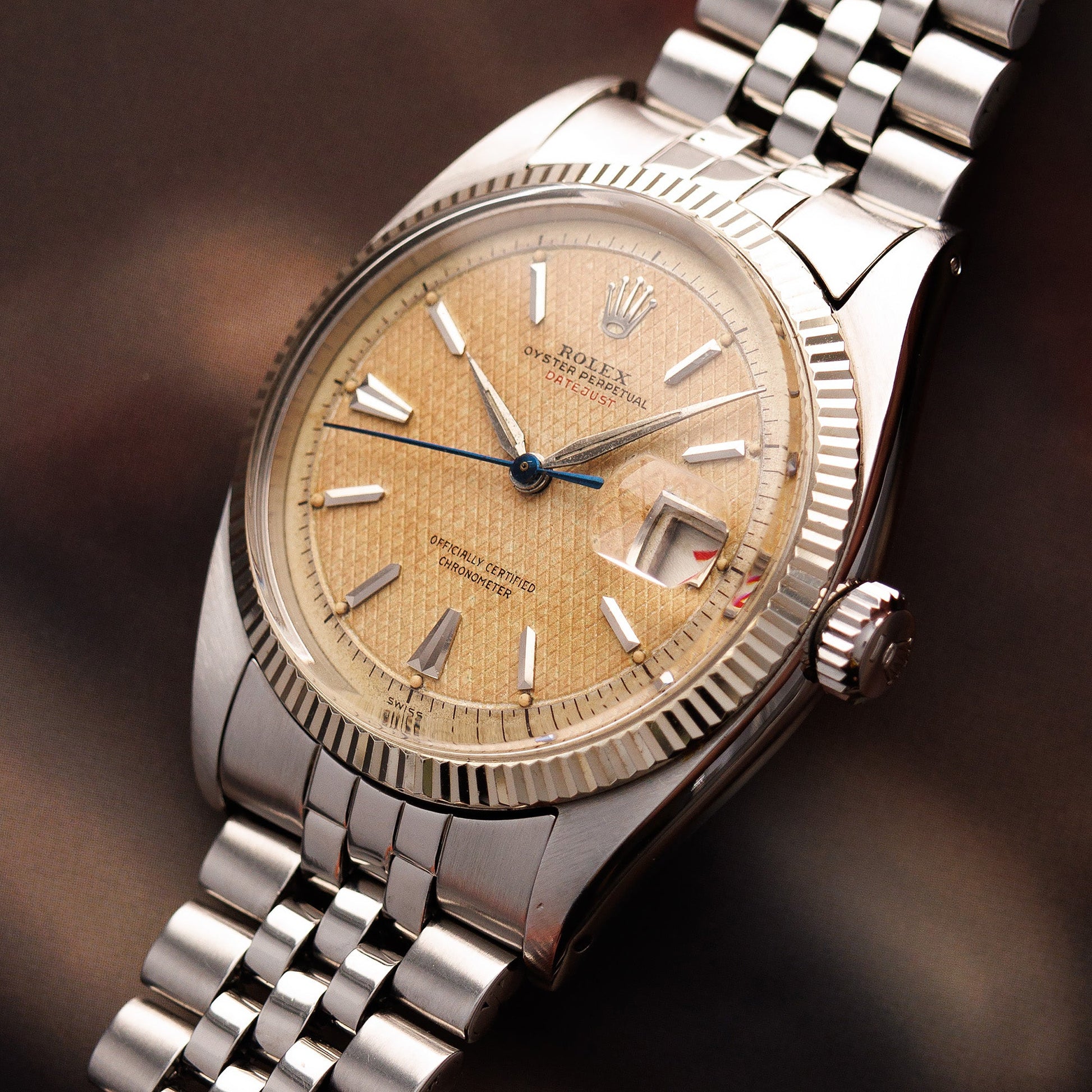 Rolex Steel Datejust Ref. 6305 with Honeycomb Dial