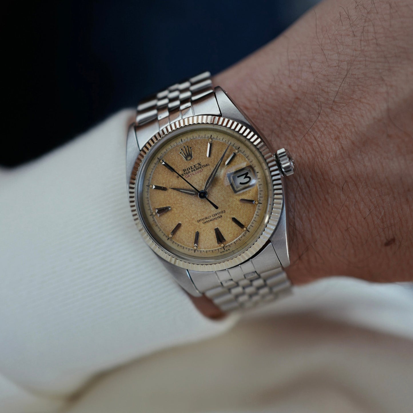 Rolex Steel Datejust Ref. 6305 with Honeycomb Dial