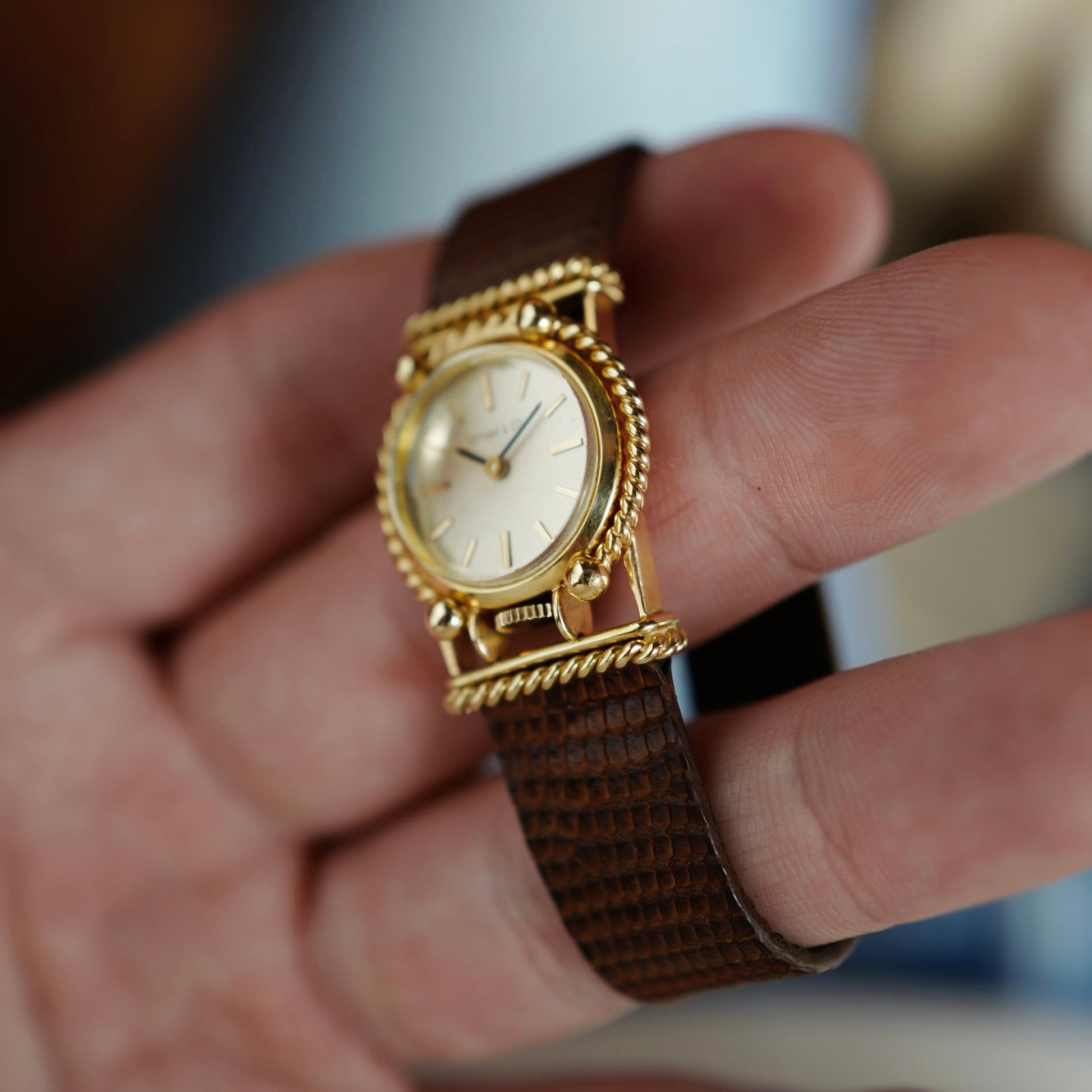 Tiffany & Co. Schlumberger Yellow Gold Watch with Engraving