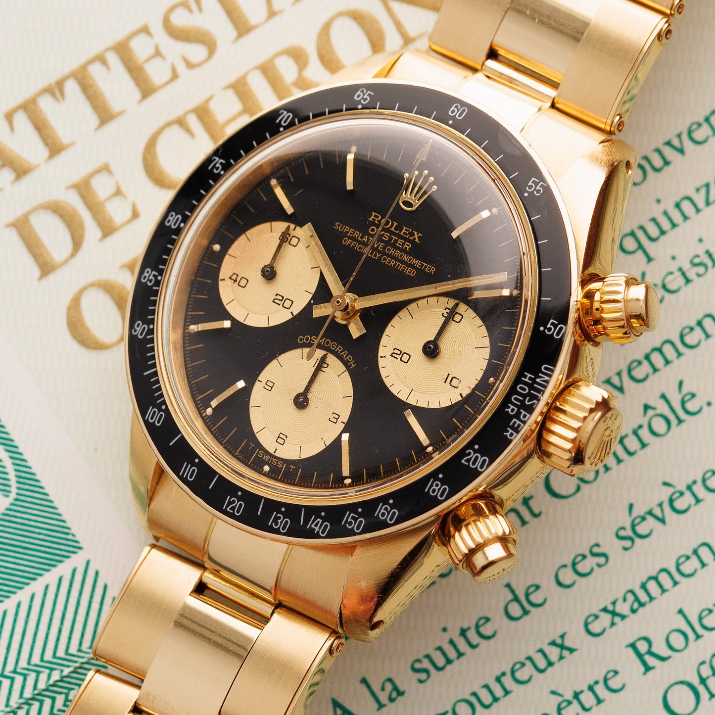 Rolex Yellow Gold Cosmograph Daytona Watch Ref. 6263 with Box and Papers