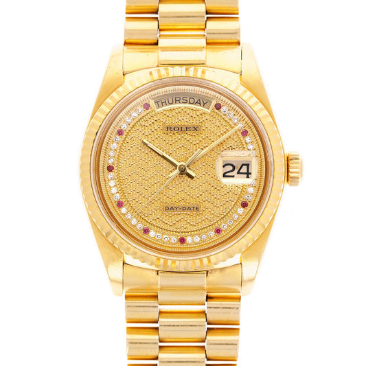 Rolex Yellow Gold Day Date Ref. 18038 with Ruby Missoni Dial