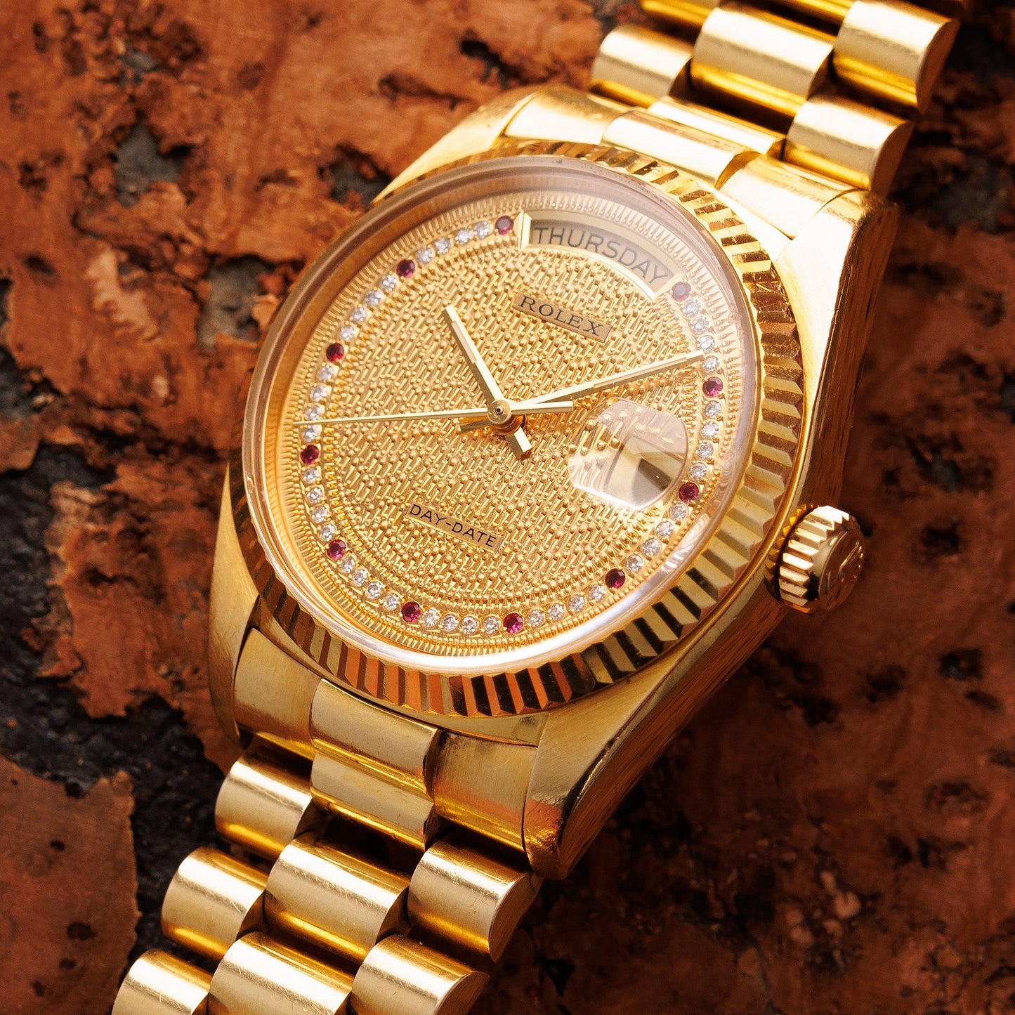 Rolex Yellow Gold Day Date Ref. 18038 with Ruby Missoni Dial