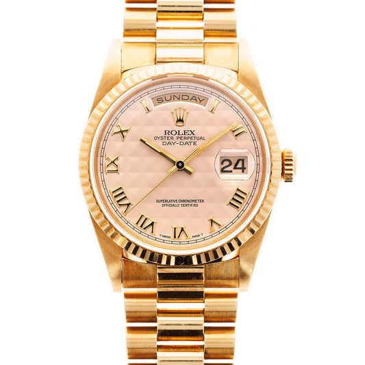 Rolex Yellow Gold Day-Date Ref. 18238 with Cream Pyramid Dial