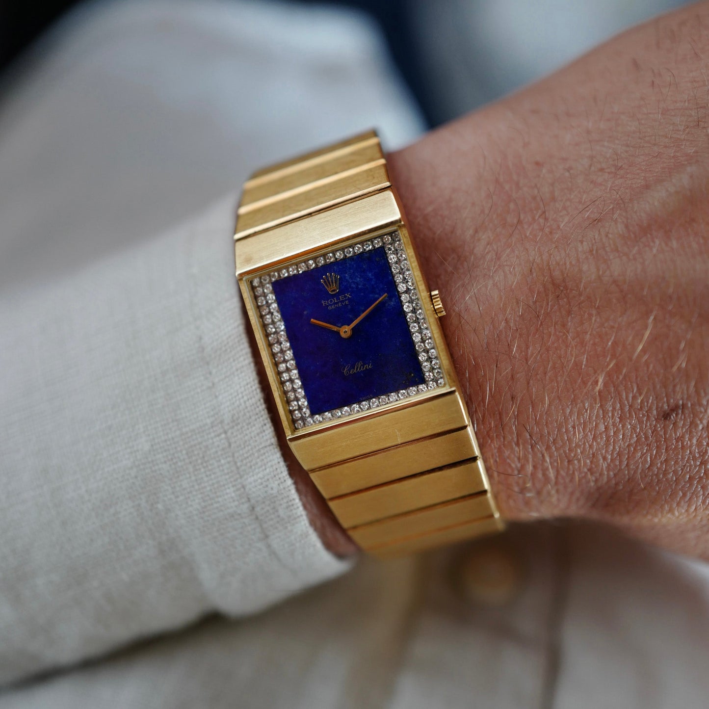 Rolex Yellow Gold King Midas Ref. 4136 with Lapis Lazuli and Diamond Dial