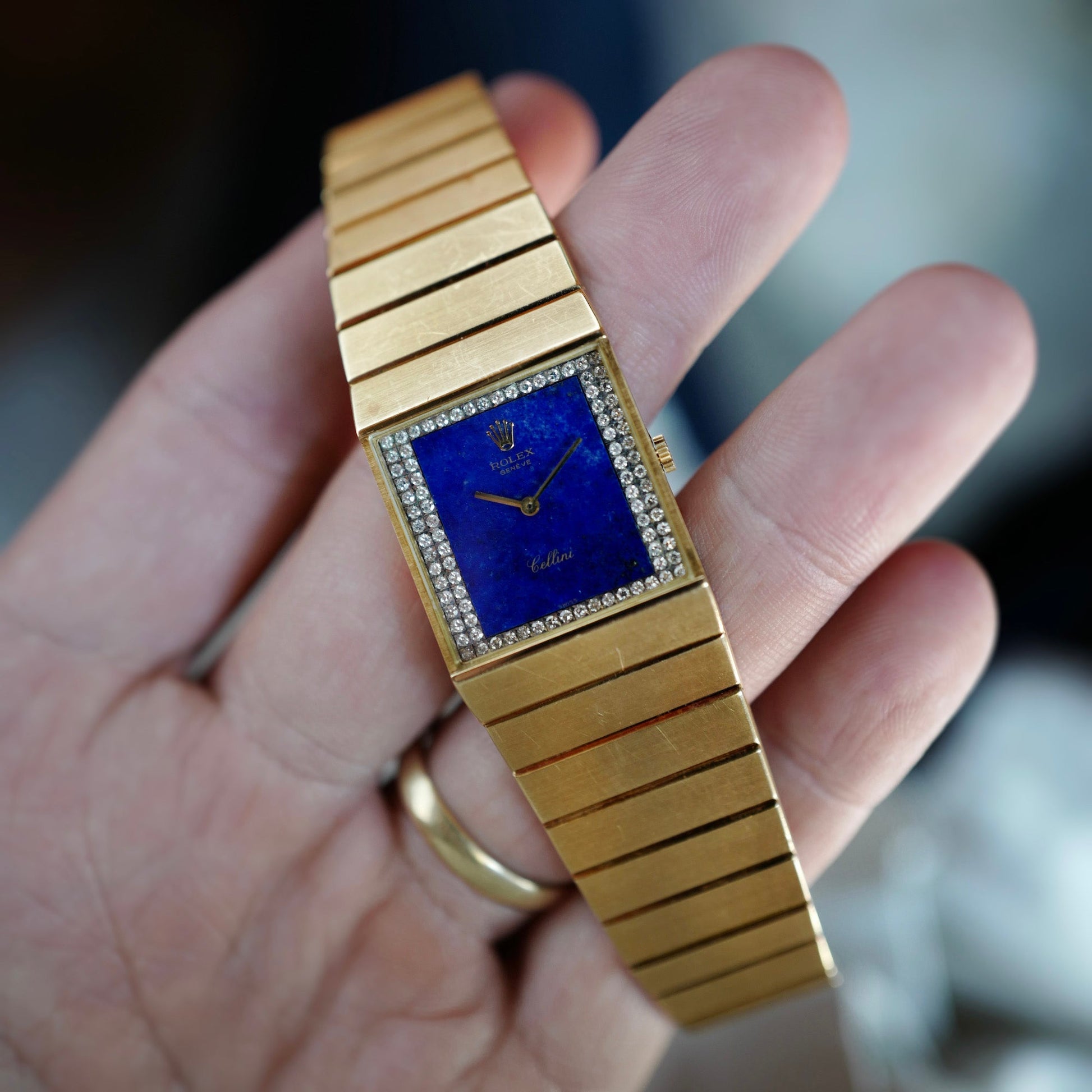 Rolex Yellow Gold King Midas Ref. 4136 with Lapis Lazuli and Diamond Dial