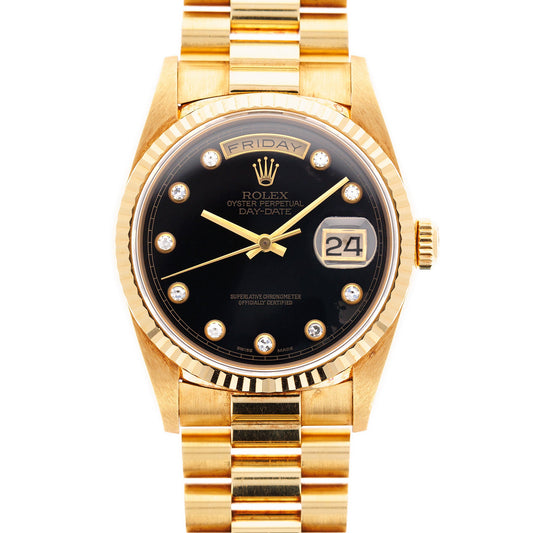 Rolex Yellow Gold Day Date Ref. 18238 with Onyx Dial