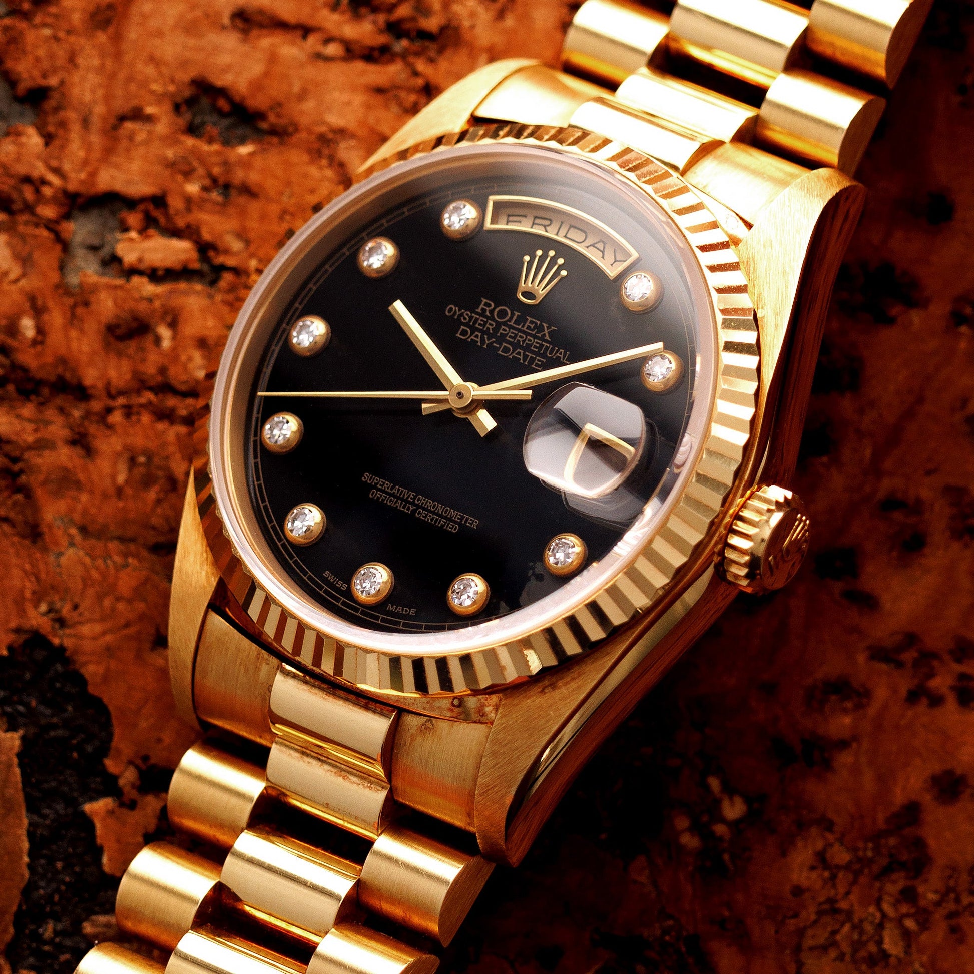 Rolex Yellow Gold Day Date Ref. 18238 with Onyx Dial