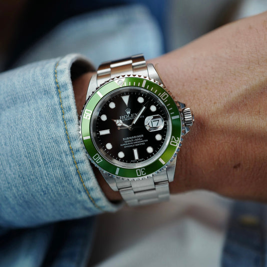 Rolex Steel Kermit Submariner Ref. 16610LV in NOS Condition with Y Serial (New Arrival)