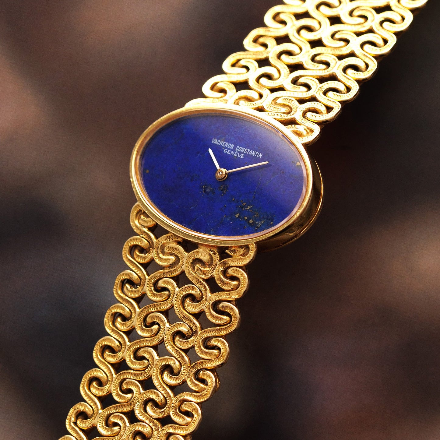 Vacheron Constantin Yellow Gold Bracelet Watch with Lapis Dial