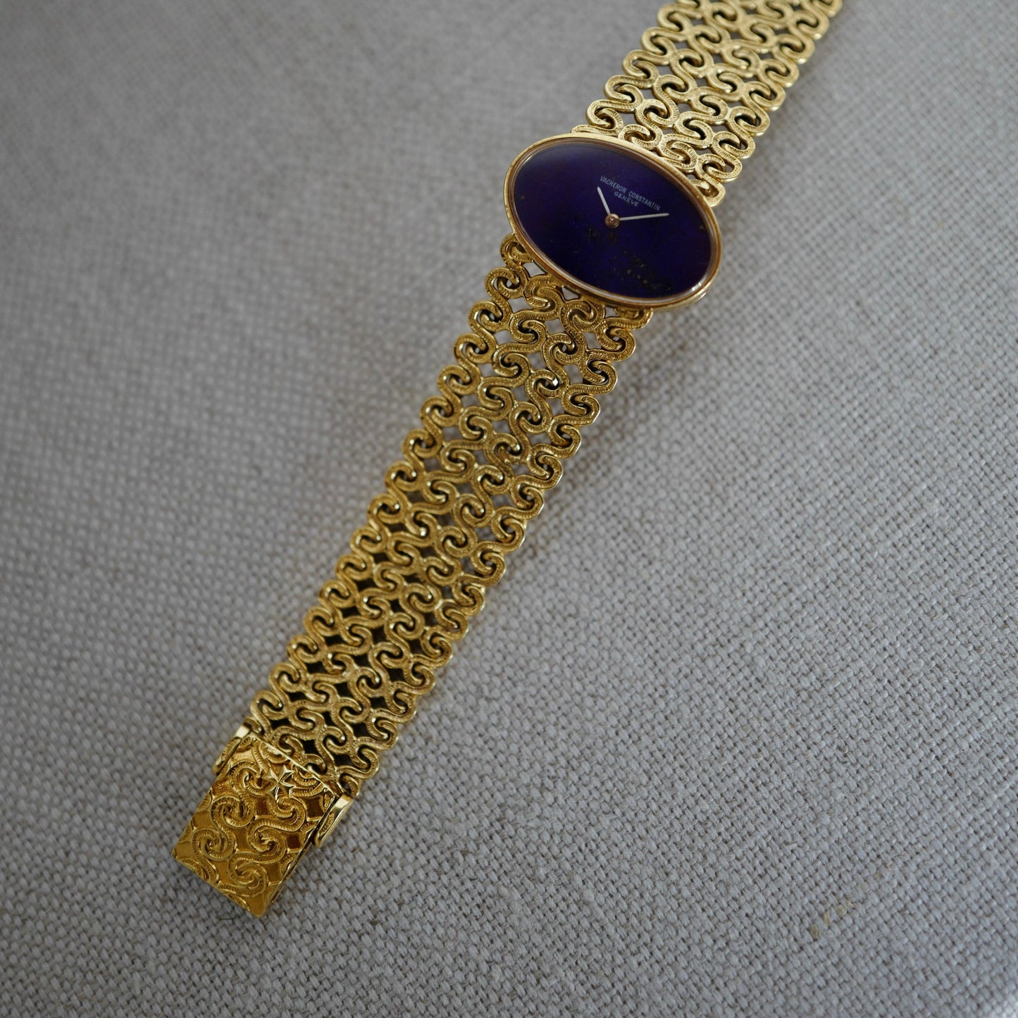 Vacheron Constantin Yellow Gold Bracelet Watch with Lapis Dial