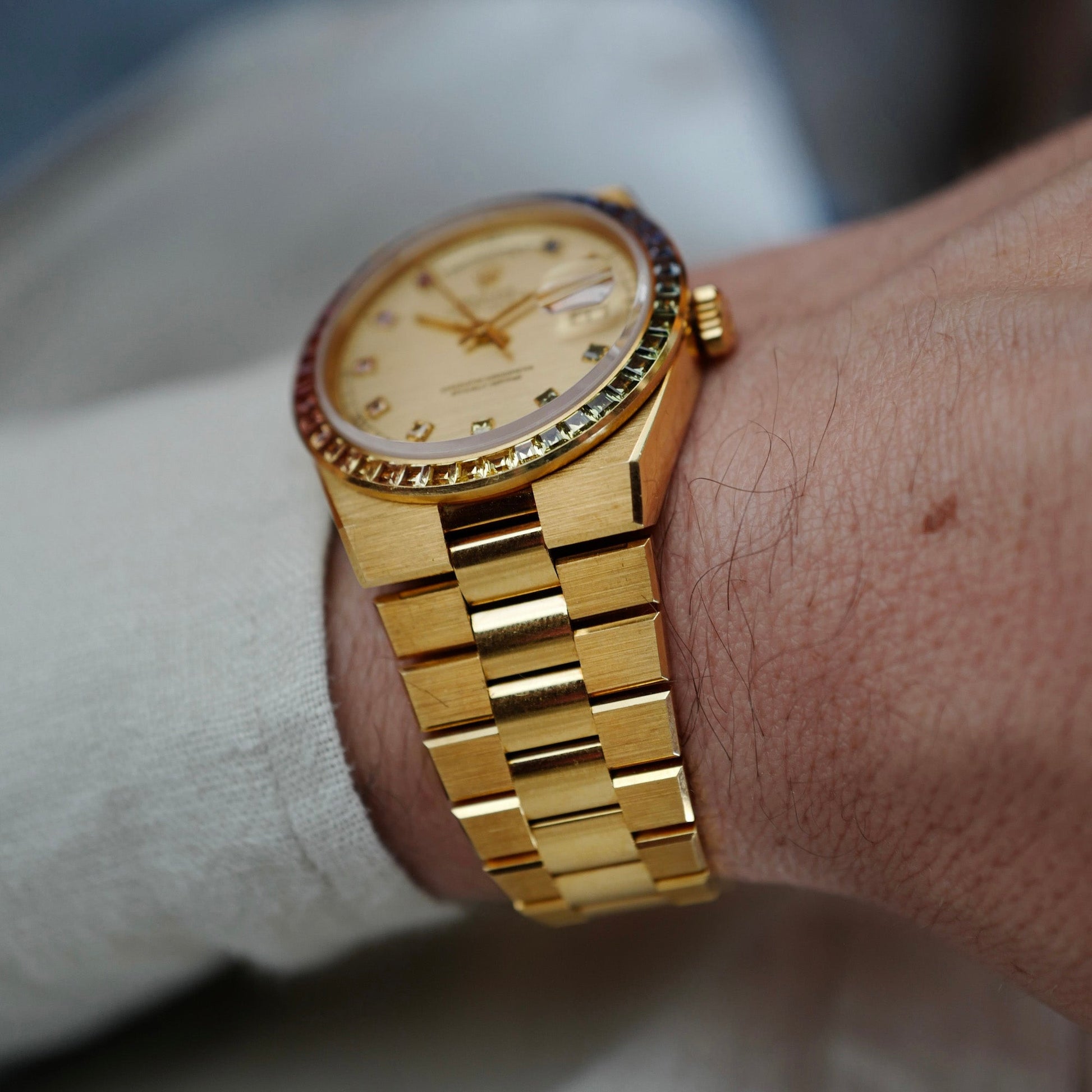 Rolex Yellow Gold Day-Date Rainbow Oysterquartz Ref. 19158 (Private Sale)