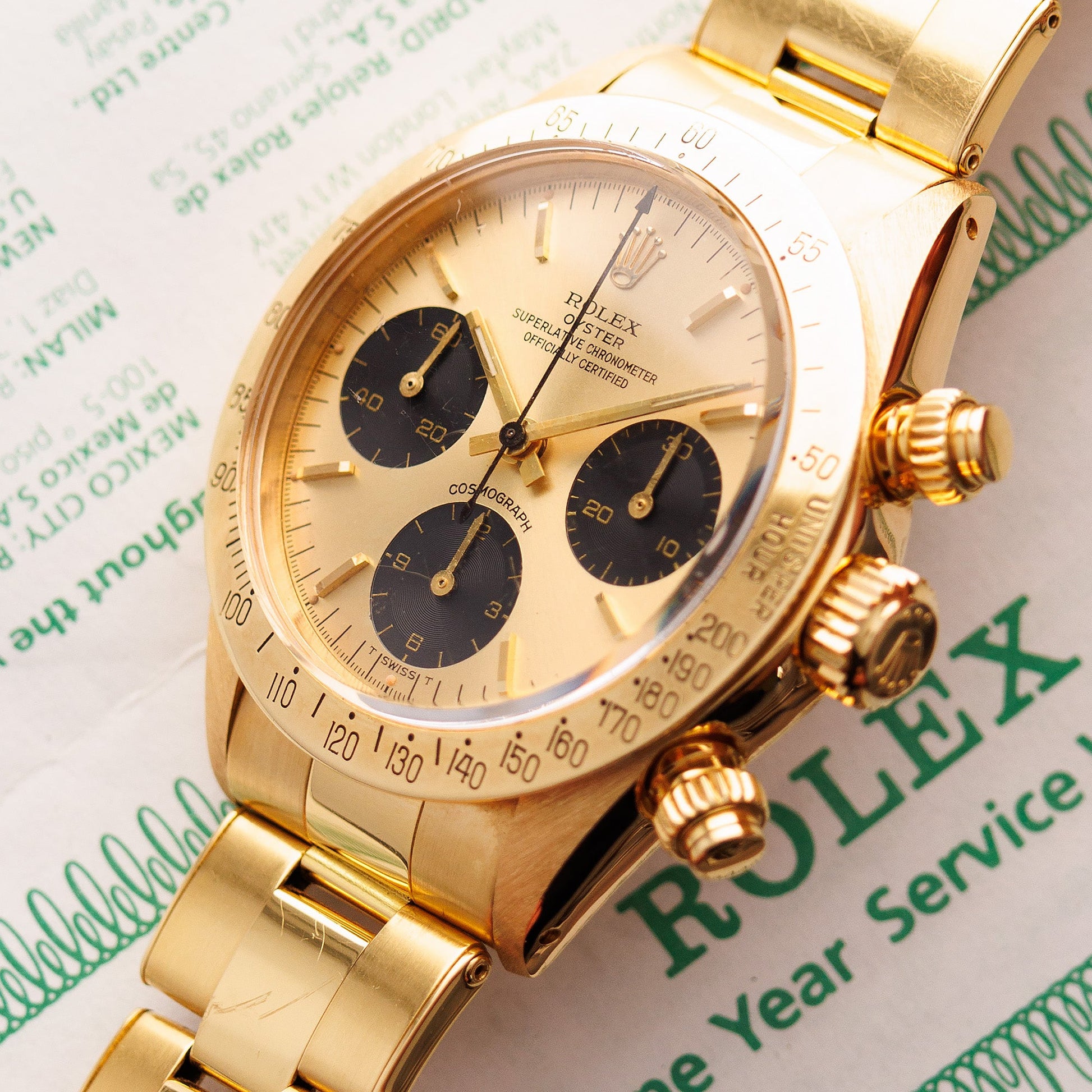 Rolex Yellow Gold Daytona Ref. 6265 with Two Dials and Extensive Service Records