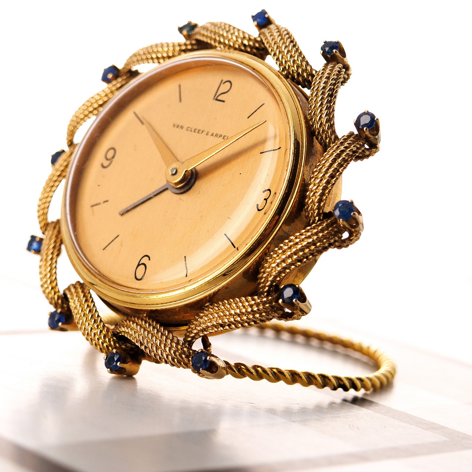 Van Cleef  & Arpels Alarm Clock with Rope Design and Sapphires (Objet)