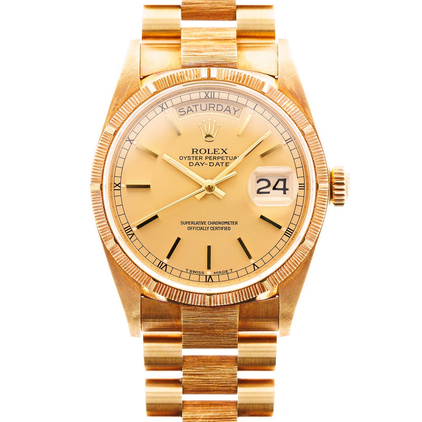 Rolex Yellow Gold Day-Date Ref. 18078 with Bark Finish and Outstanding Condition