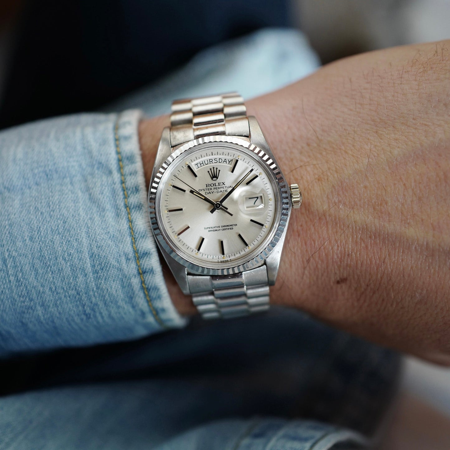 Rolex White Gold Day Date Ref. 1803 with Pumpkin Lume