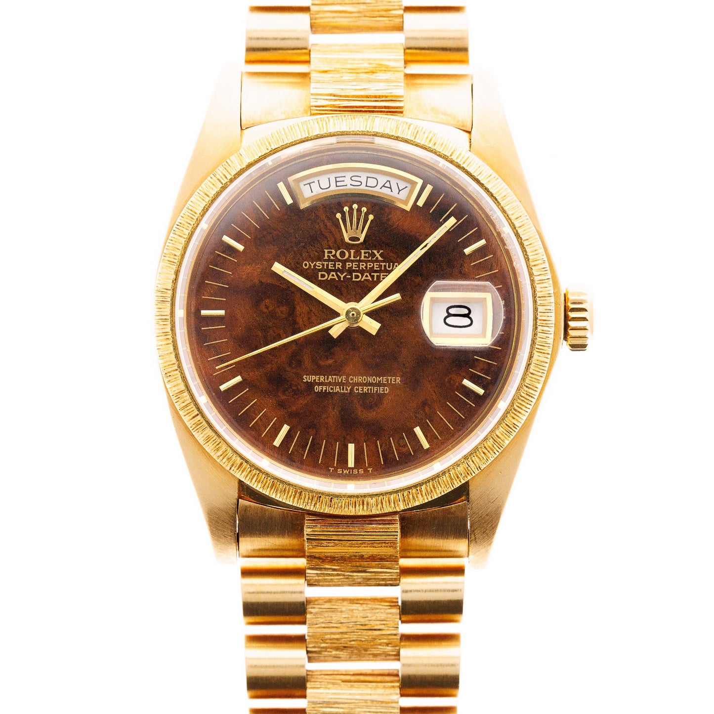 Rolex Yellow Gold Day Ref. 18078 with Burlwood Dial