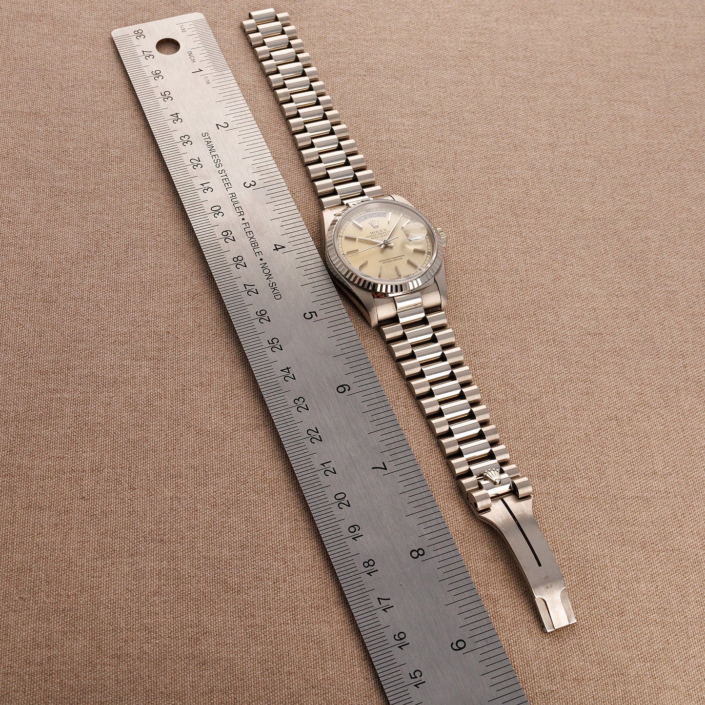 Rolex White Gold Day Date 18239 Lemon Dial with Original Paper