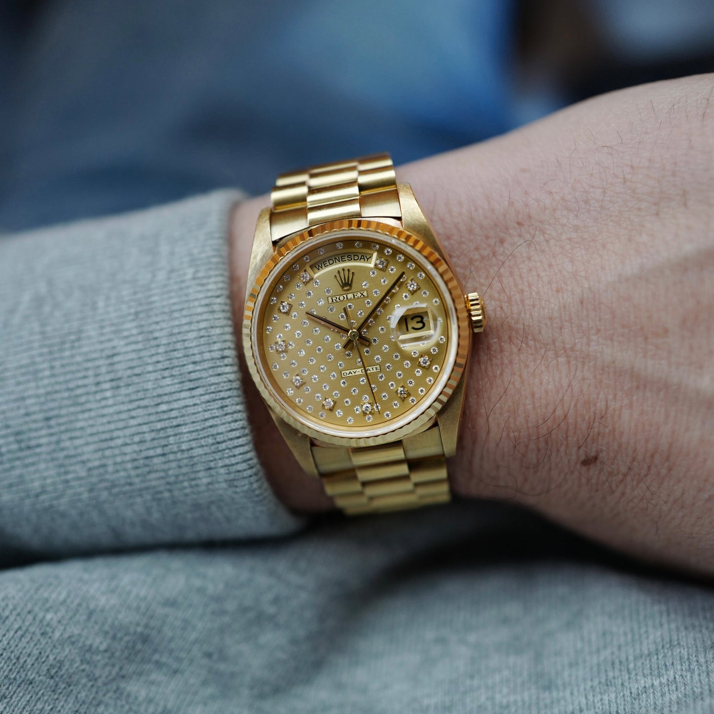 Rolex Yellow Gold Day Date Ref. 18238 with Diamond Pleidas Dial