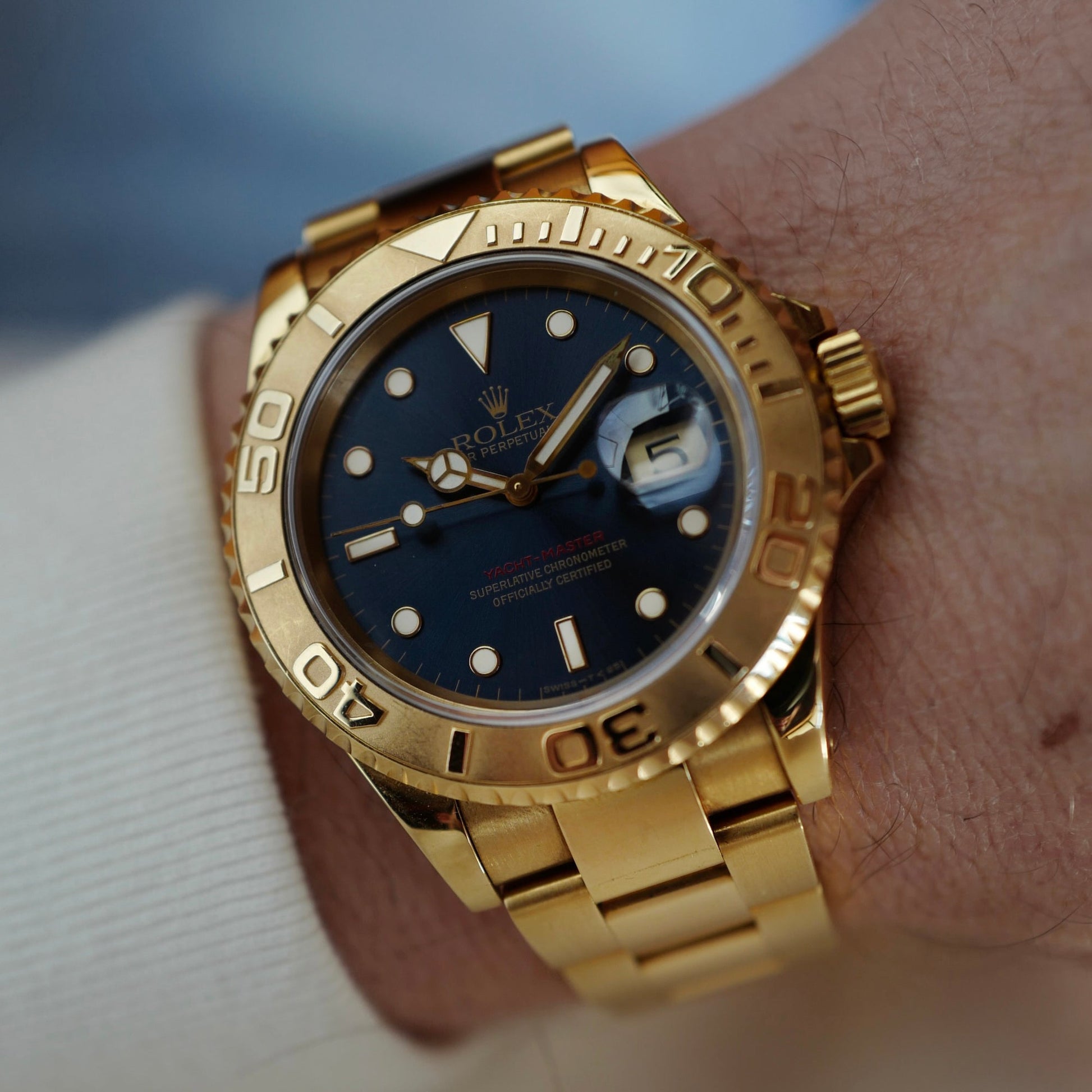 Rolex Yellow Gold Yachtmaster Ref. 16628 with Blue Dial (New Arrival)