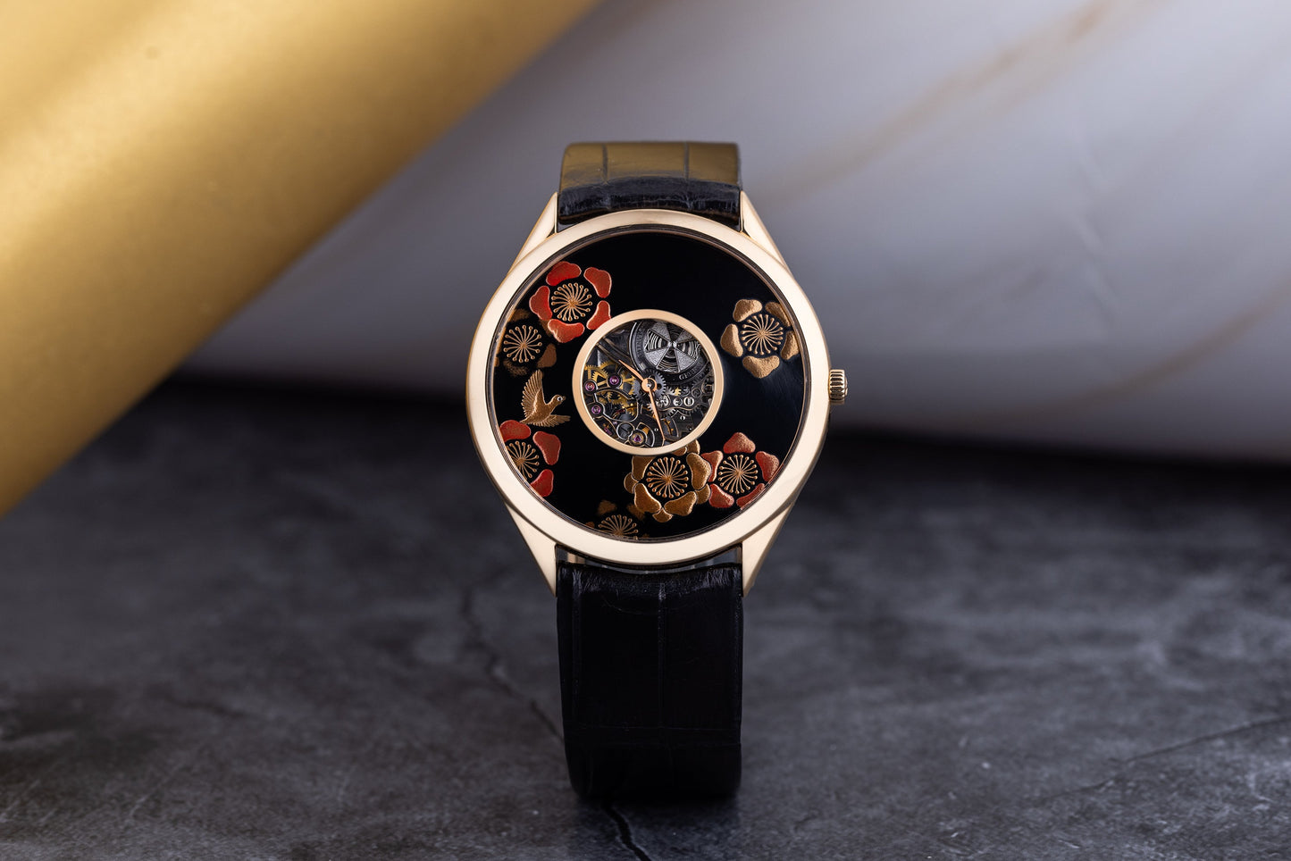 Vacheron Constantin Metiers D'Art 'Nightingale' | REF. 33222/000R-9517 | Black Enamel Skeleton Dial | 40mm | 18k Rose Gold