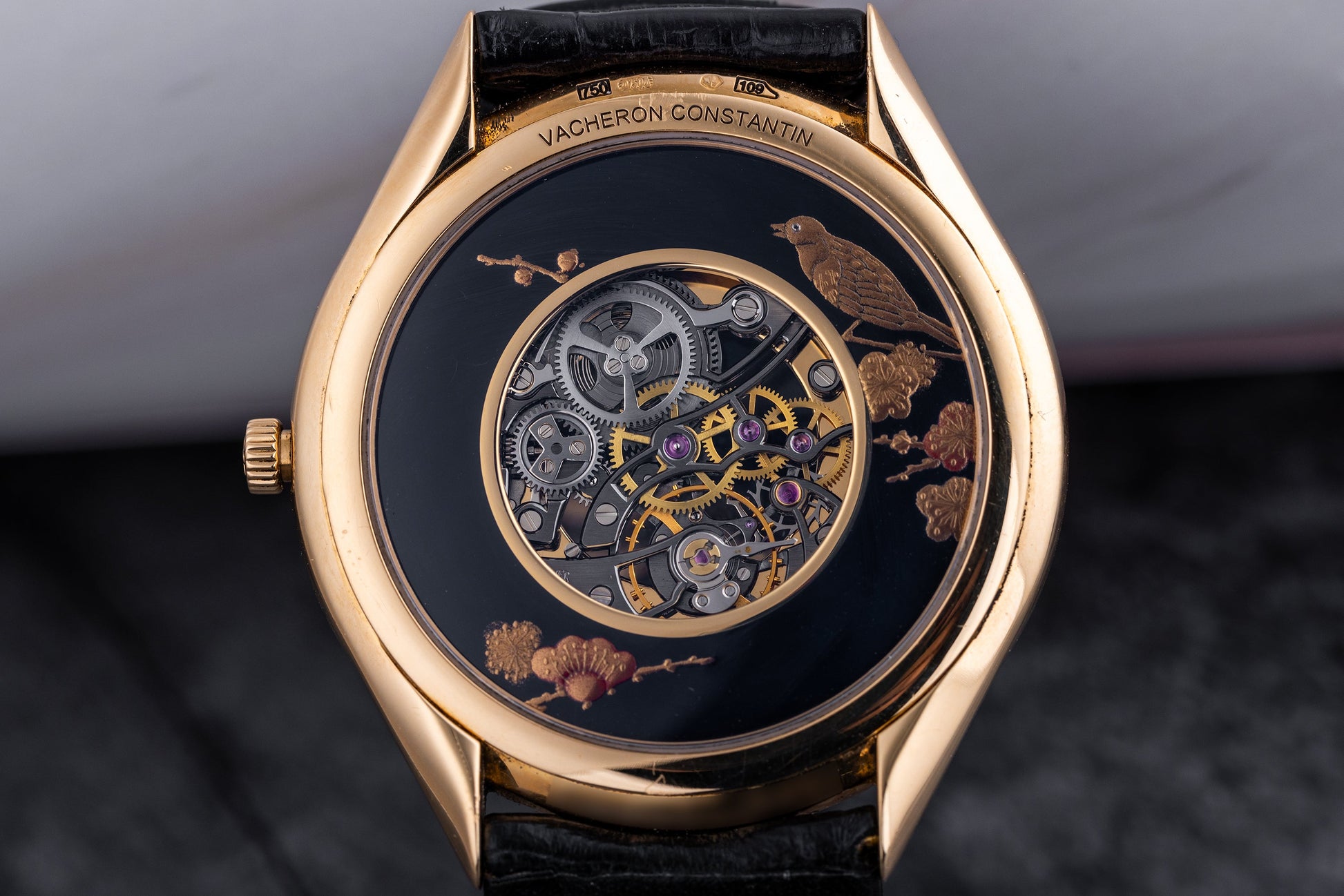 Vacheron Constantin Metiers D'Art 'Nightingale' | REF. 33222/000R-9517 | Black Enamel Skeleton Dial | 40mm | 18k Rose Gold