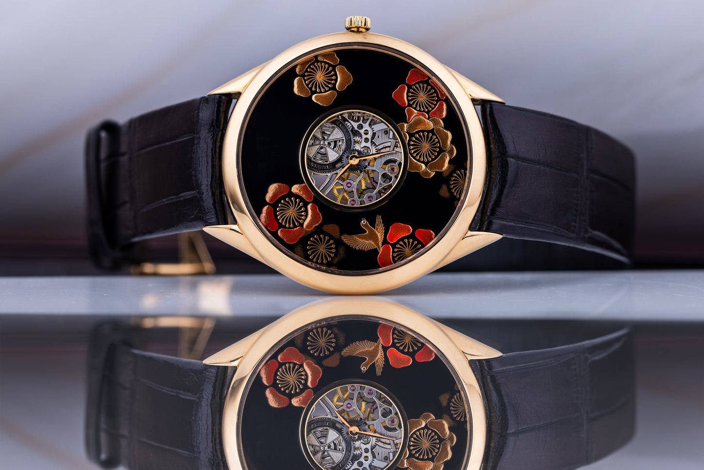 Vacheron Constantin Metiers D'Art 'Nightingale' | REF. 33222/000R-9517 | Black Enamel Skeleton Dial | 40mm | 18k Rose Gold