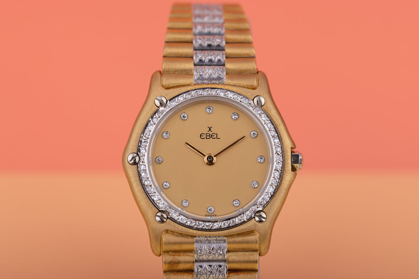 Unworn Ebel Sport Classic Lady Wristwatch | REF. 881908 | 18k White & Yellow Gold | Diamond Dial,x Bezel & Bracelet | Circa 1980s