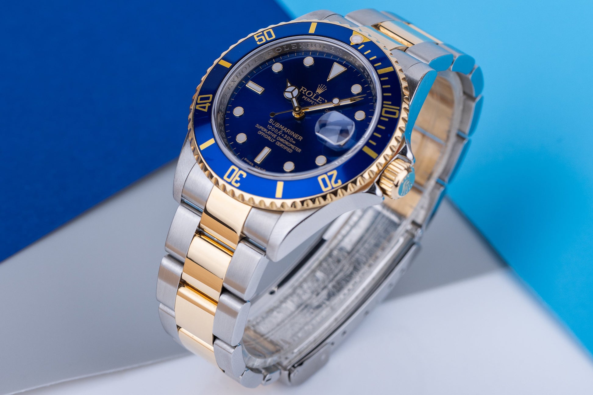 Rolex Submariner | REF. 16613 | Blue Dial | Engraved Rehaut | Box & Papers | 2008 | Stainless Steel & 18k Yellow Gold