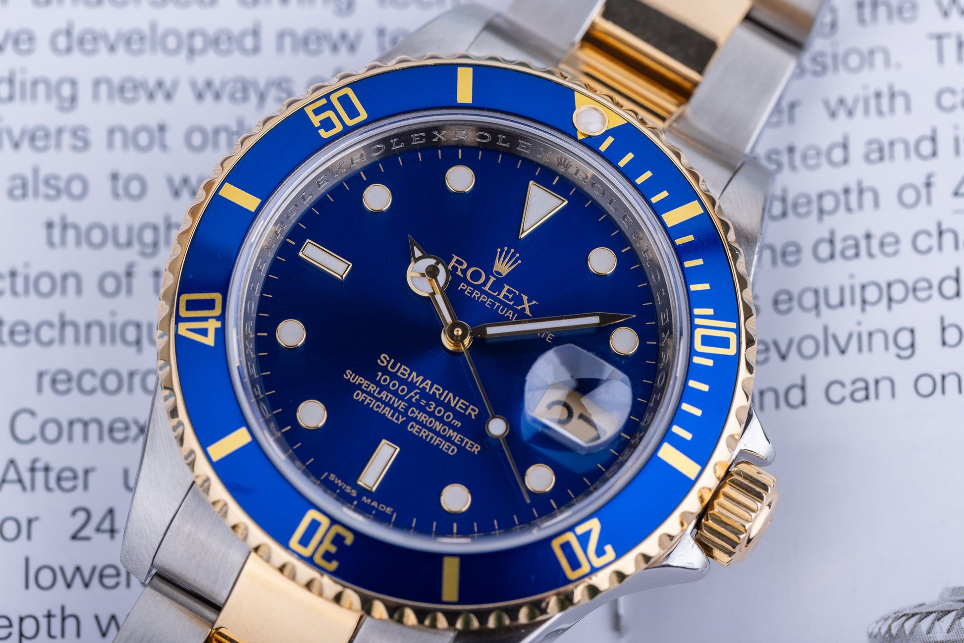 Rolex Submariner | REF. 16613 | Blue Dial | Engraved Rehaut | Box & Papers | 2008 | Stainless Steel & 18k Yellow Gold