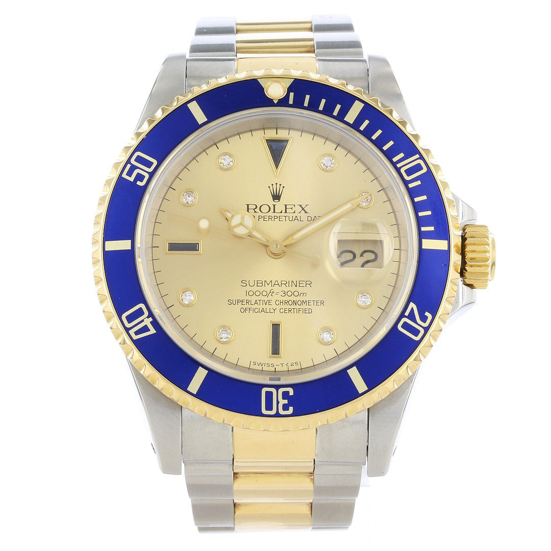 Rolex Submariner 16613 Steel & Gold Serti