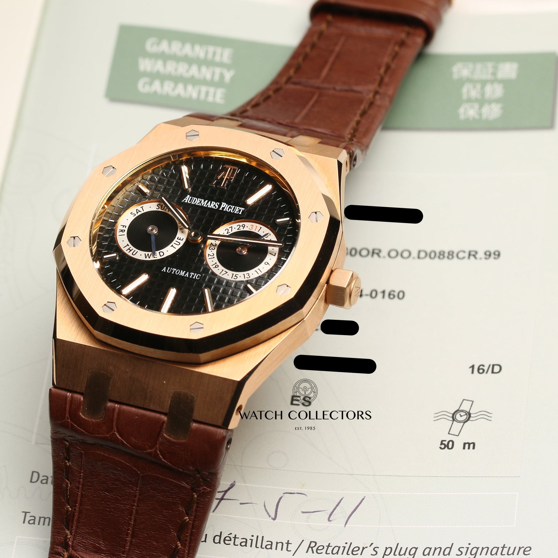 Unworn Full Set Audemars Piguet Royal Oak Day Date Campeon Del Mundo 2010 18k Rose Gold 26330OR.OO.D088CR.99