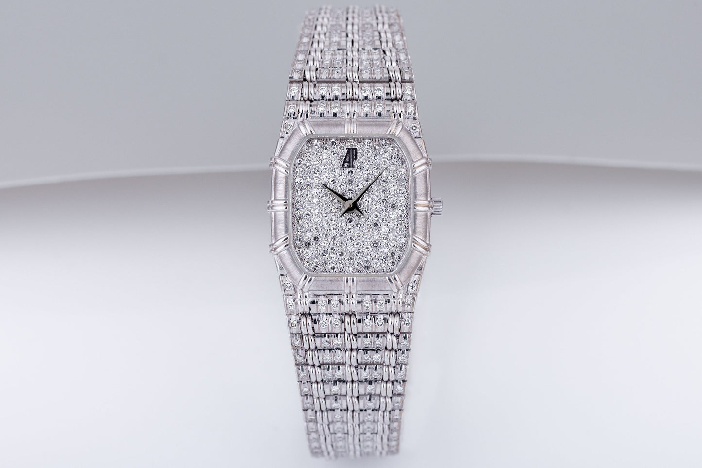 Unworn Audemars Piguet Bamboo | Pave Diamond Dial & Bracelet | 18k White Gold | 20mm | Circa 1980's