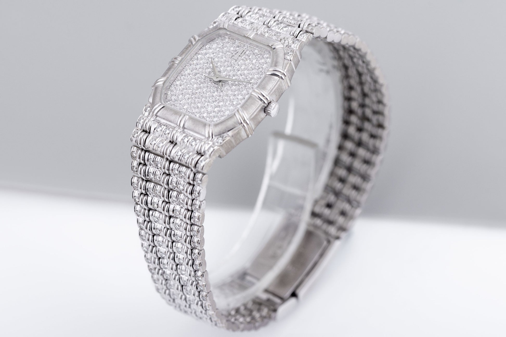 Unworn Audemars Piguet Bamboo | Pave Diamond Dial & Bracelet | 18k White Gold | 20mm | Circa 1980's