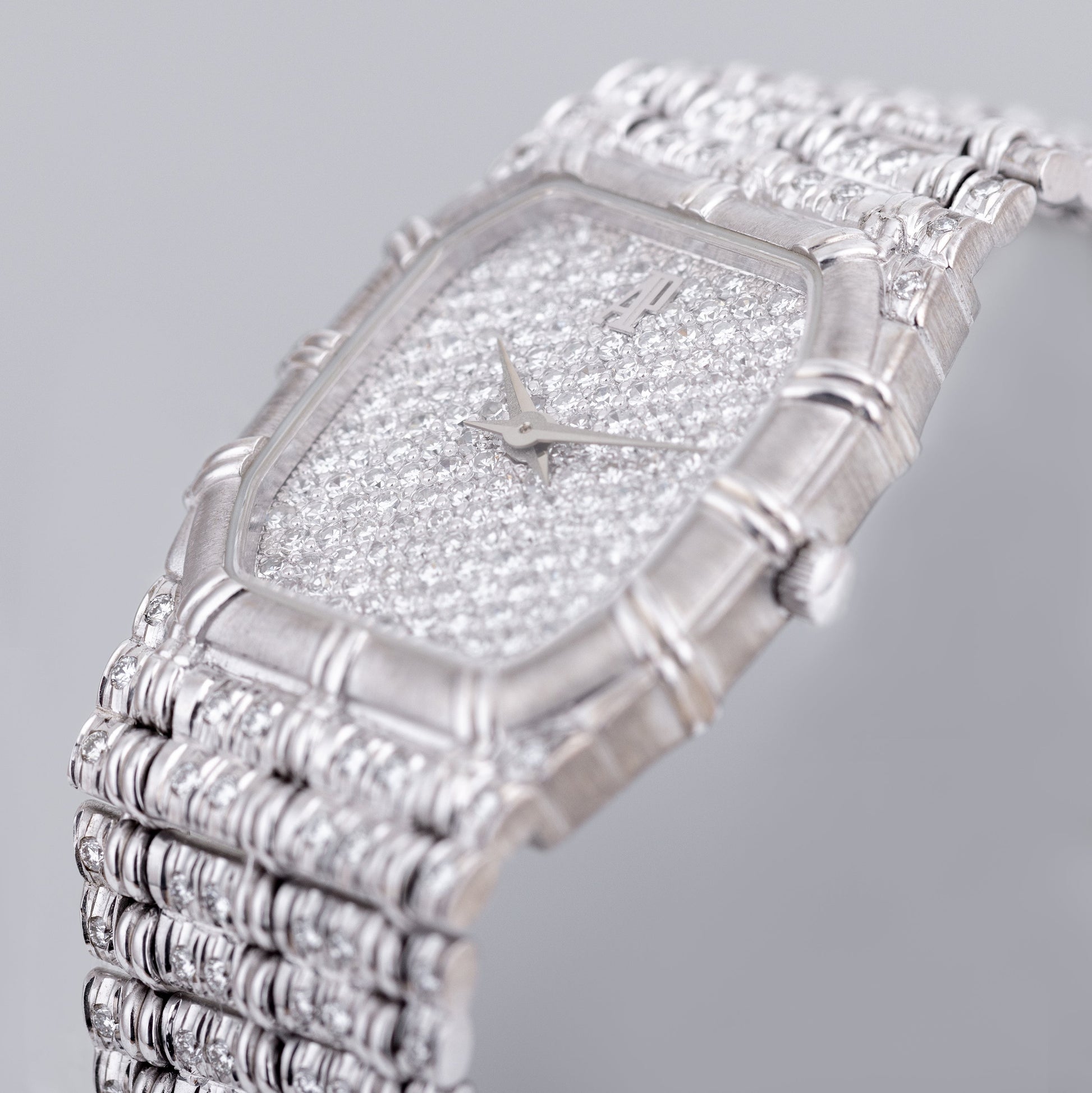 Unworn Audemars Piguet Bamboo | Pave Diamond Dial & Bracelet | 18k White Gold | 20mm | Circa 1980's