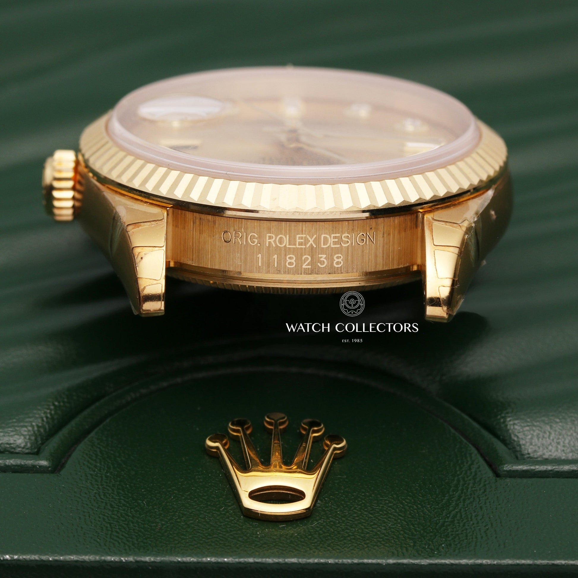 Unworn Factory Full-Set Rolex Day-Date 118238 Champagne Diamond Dial 18K Yellow Gold