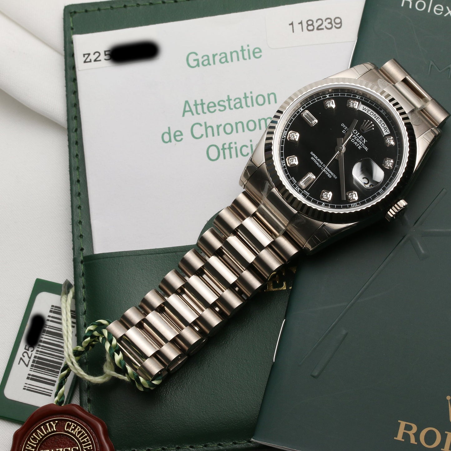 Unworn full-set Rolex Day-Date 118239 18K White Gold