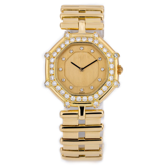 Unworn Gerald Genta Success | REF. G 2460.7 | Octagonal Case | Diamond Hours & Bezel | Gold Dial | 18k Yellow Gold | Circa 1990's