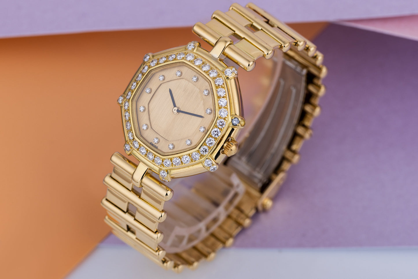 Unworn Gerald Genta Success | REF. G 2460.7 | Octagonal Case | Diamond Hours & Bezel | Gold Dial | 18k Yellow Gold | Circa 1990's