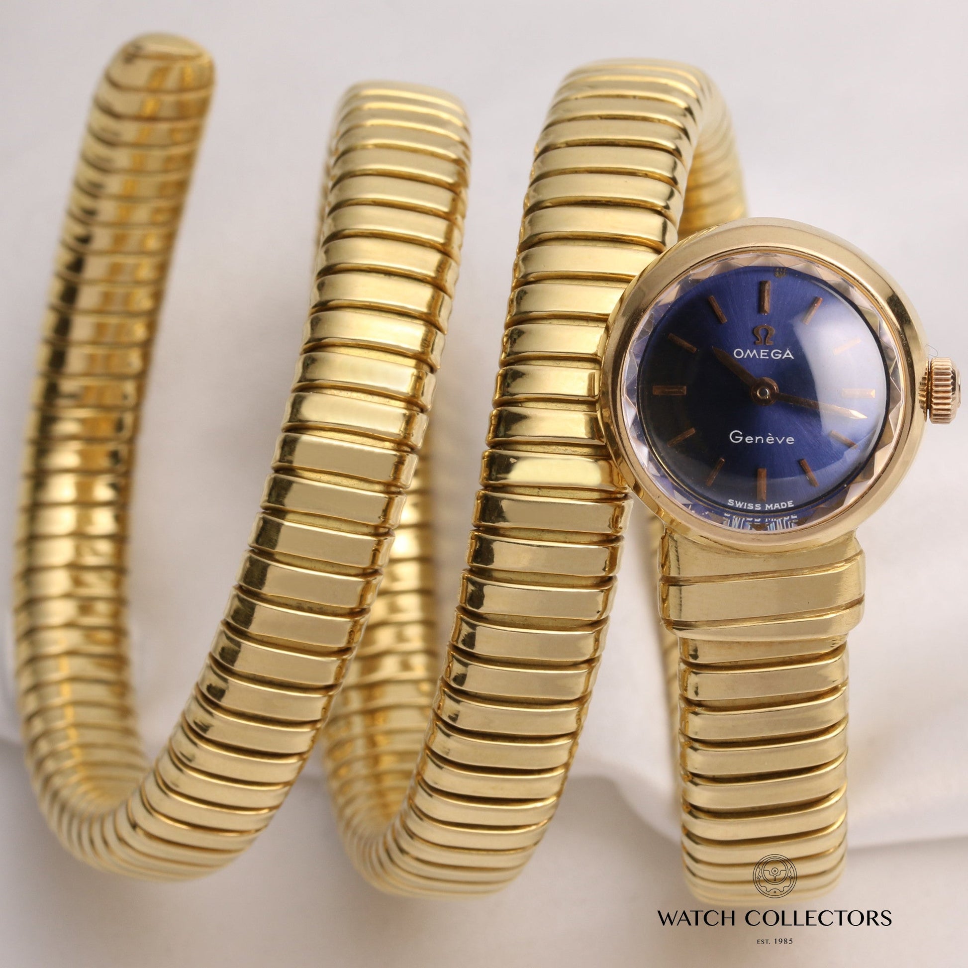 Very Rare & Possibly Unique Omega Serpentine 18K Yellow Gold