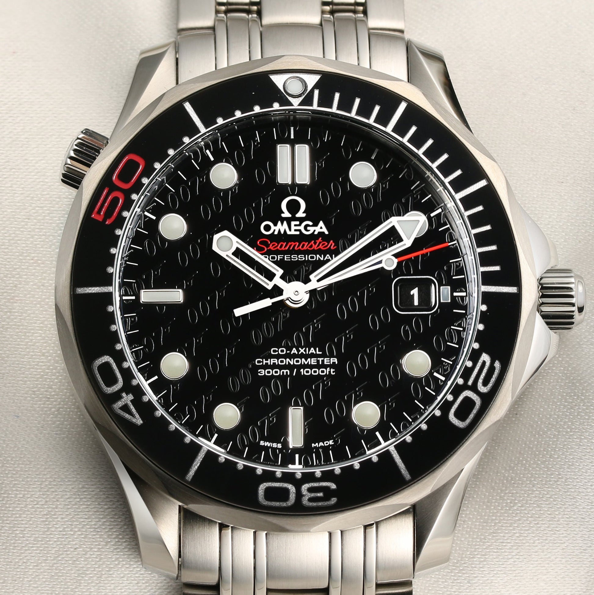 Unworn New Old Stock: Omega Seamaster James Bond 50th anniversary 212.30.41.20.01.005 Stainless Steel Limited to 11007 Pieces