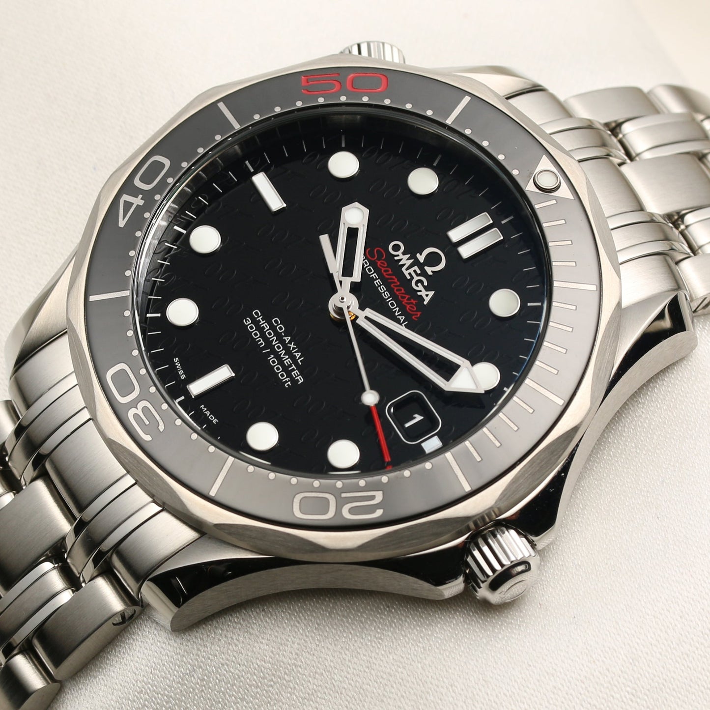 Unworn New Old Stock: Omega Seamaster James Bond 50th anniversary 212.30.41.20.01.005 Stainless Steel Limited to 11007 Pieces